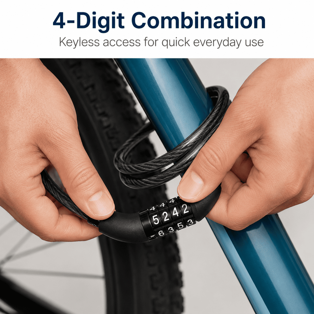 GQCLNBH Bike Locks with Combination, 2 Pack 4 ft Coiled Bicycle Cable Locks, 4-Digit Keyless Steel Cable Lock for Bikes, Scooters