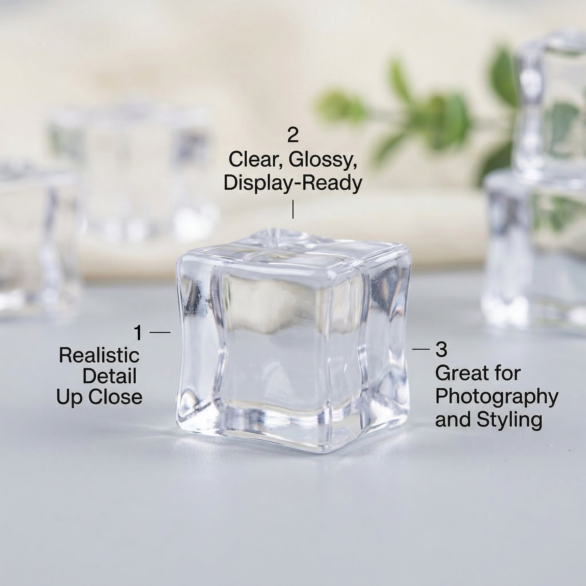 GQCLNBH 50PCS Clear Decorative Cubes, 0.8 in Square Fake Ice Props for Photography, Vase Fillers, Table Decor and Event Styling