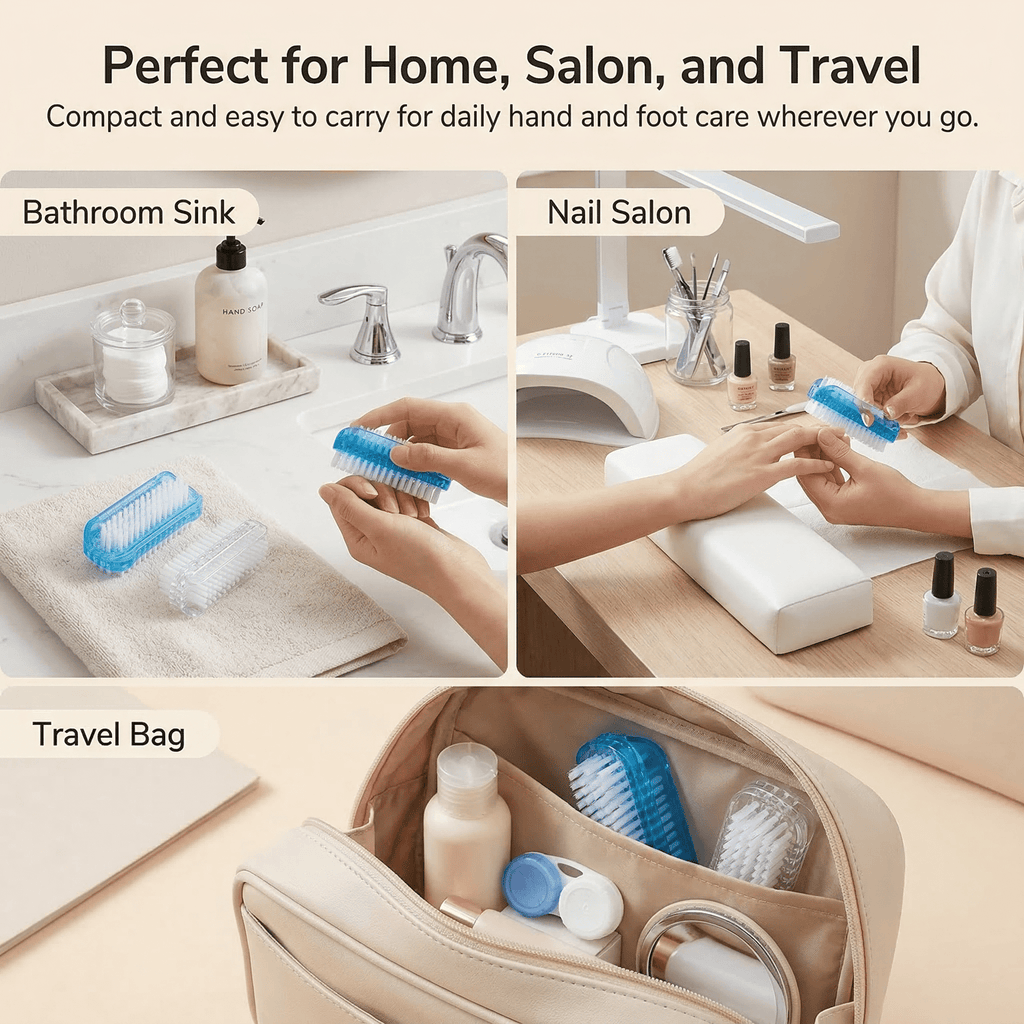 GQCLNBH 4 Pack Dual-Sided Nail Brush, Hand and Fingernail Cleaning Brushes, Easy-Grip Plastic Brush Set, 2 Blue + 2 Clear