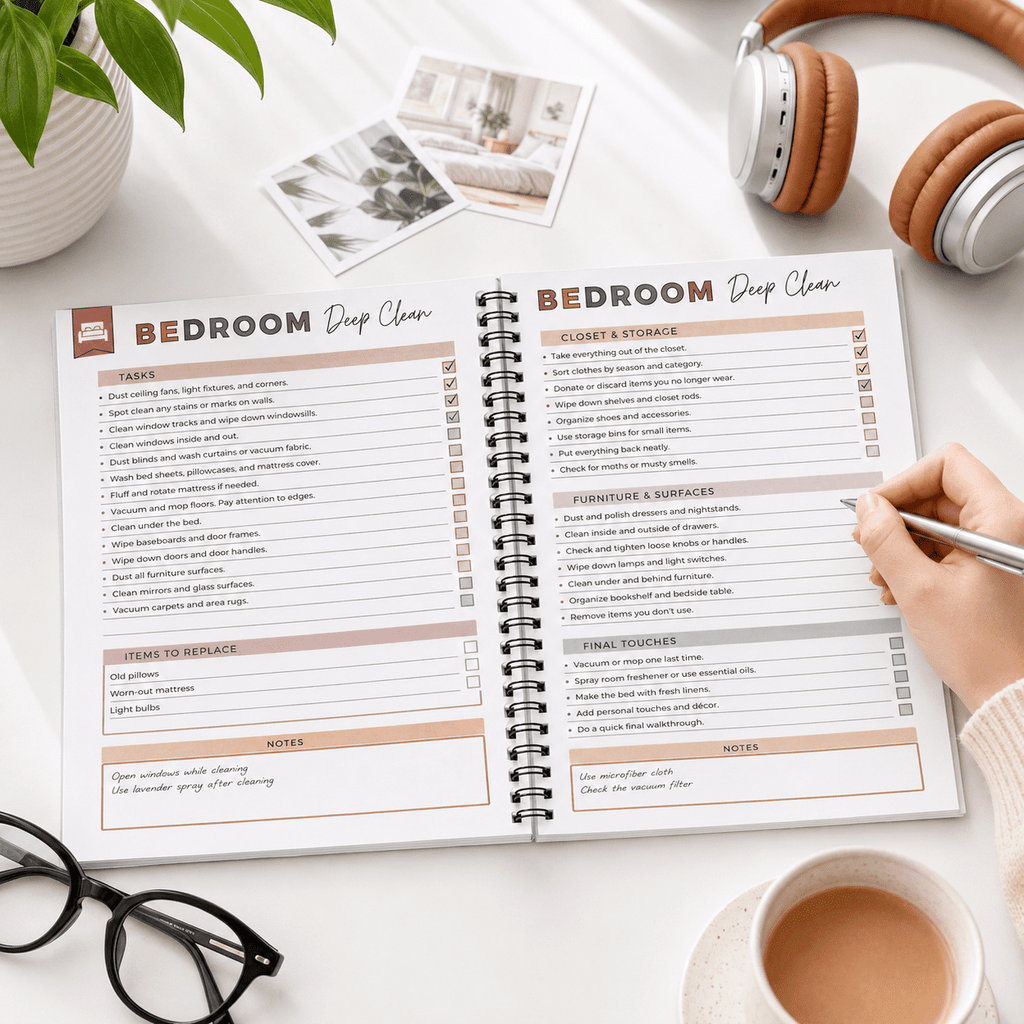 GQCLNBH ADHD Cleaning Planner for Adults, Daily Weekly Monthly Cleaning Schedule Checklist, Spiral Chore Chart Notebook for Home Organization