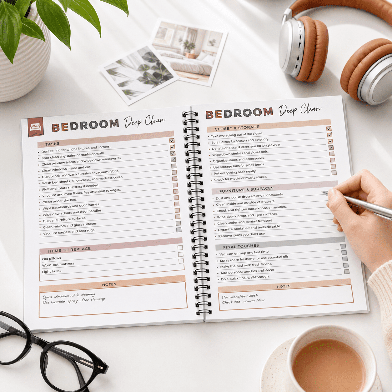 GQCLNBH ADHD Cleaning Planner for Adults, Daily Weekly Monthly Cleaning Schedule Checklist, Spiral Chore Chart Notebook for Home Organization