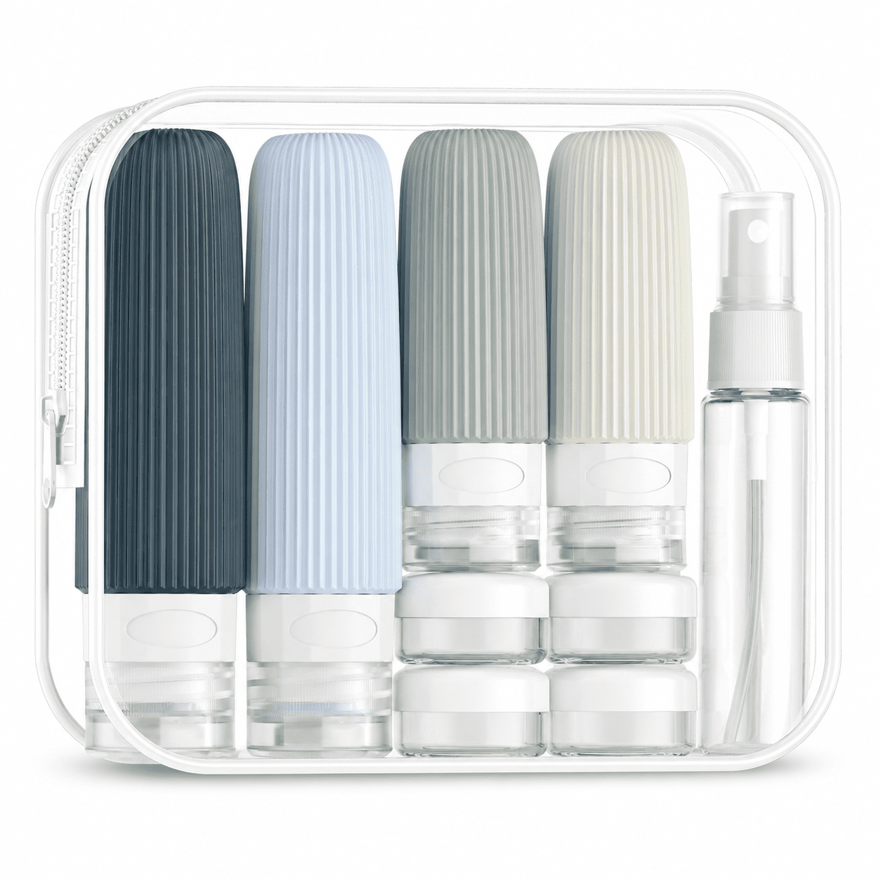 GQCLNBH 16 Pack Travel Bottles Set, 3 oz TSA-Friendly Leakproof Silicone Toiletry Containers with Clear Bag, Jars & Spray Bottles