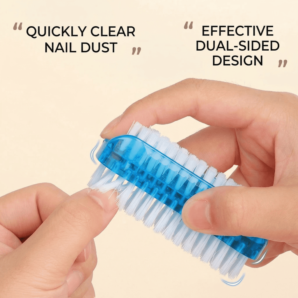 GQCLNBH 4 Pack Dual-Sided Nail Brush, Hand and Fingernail Cleaning Brushes, Easy-Grip Plastic Brush Set, 2 Blue + 2 Clear