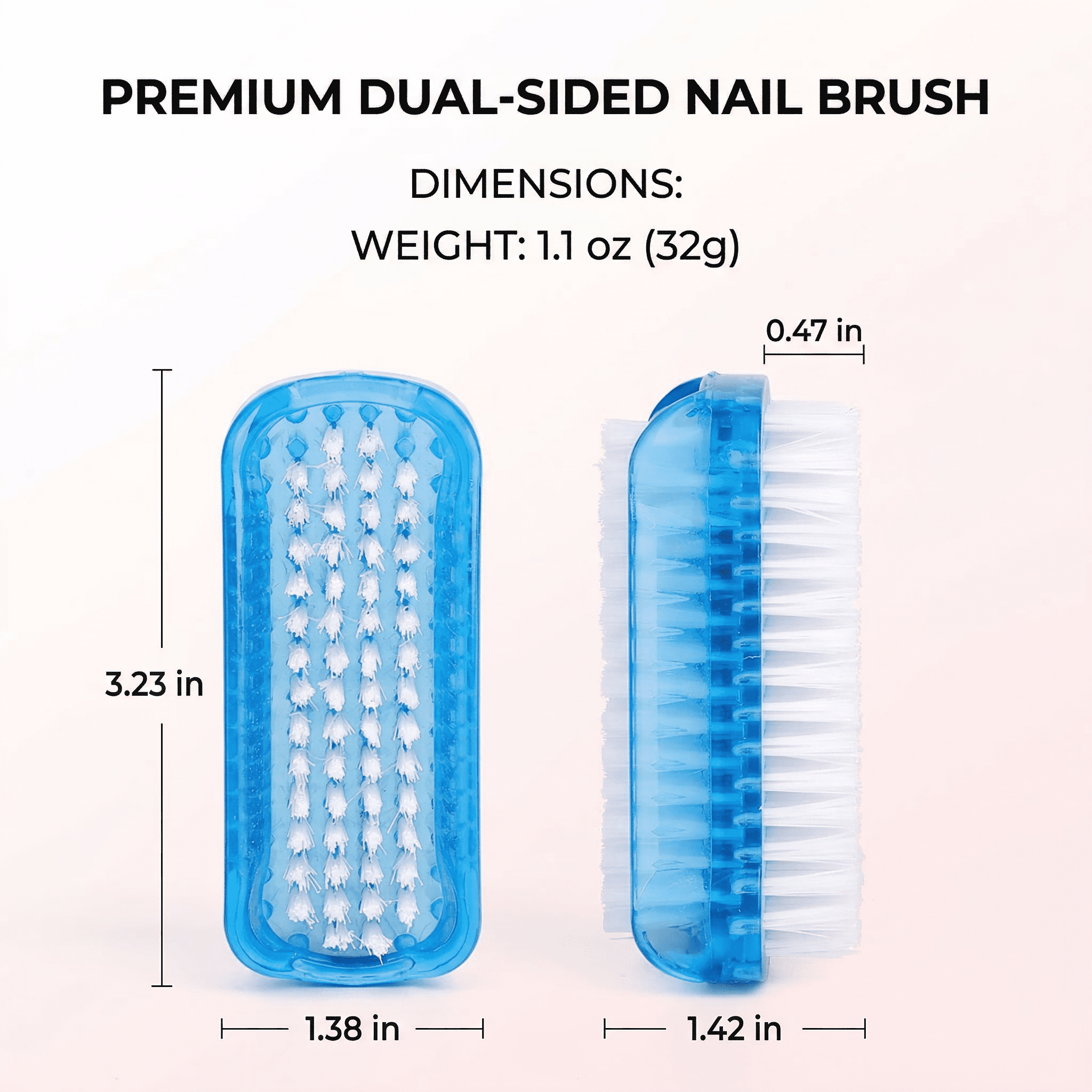 GQCLNBH 4 Pack Dual-Sided Nail Brush, Hand and Fingernail Cleaning Brushes, Easy-Grip Plastic Brush Set, 2 Blue + 2 Clear