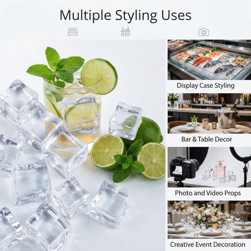 GQCLNBH 50PCS Clear Decorative Cubes, 0.8 in Square Fake Ice Props for Photography, Vase Fillers, Table Decor and Event Styling