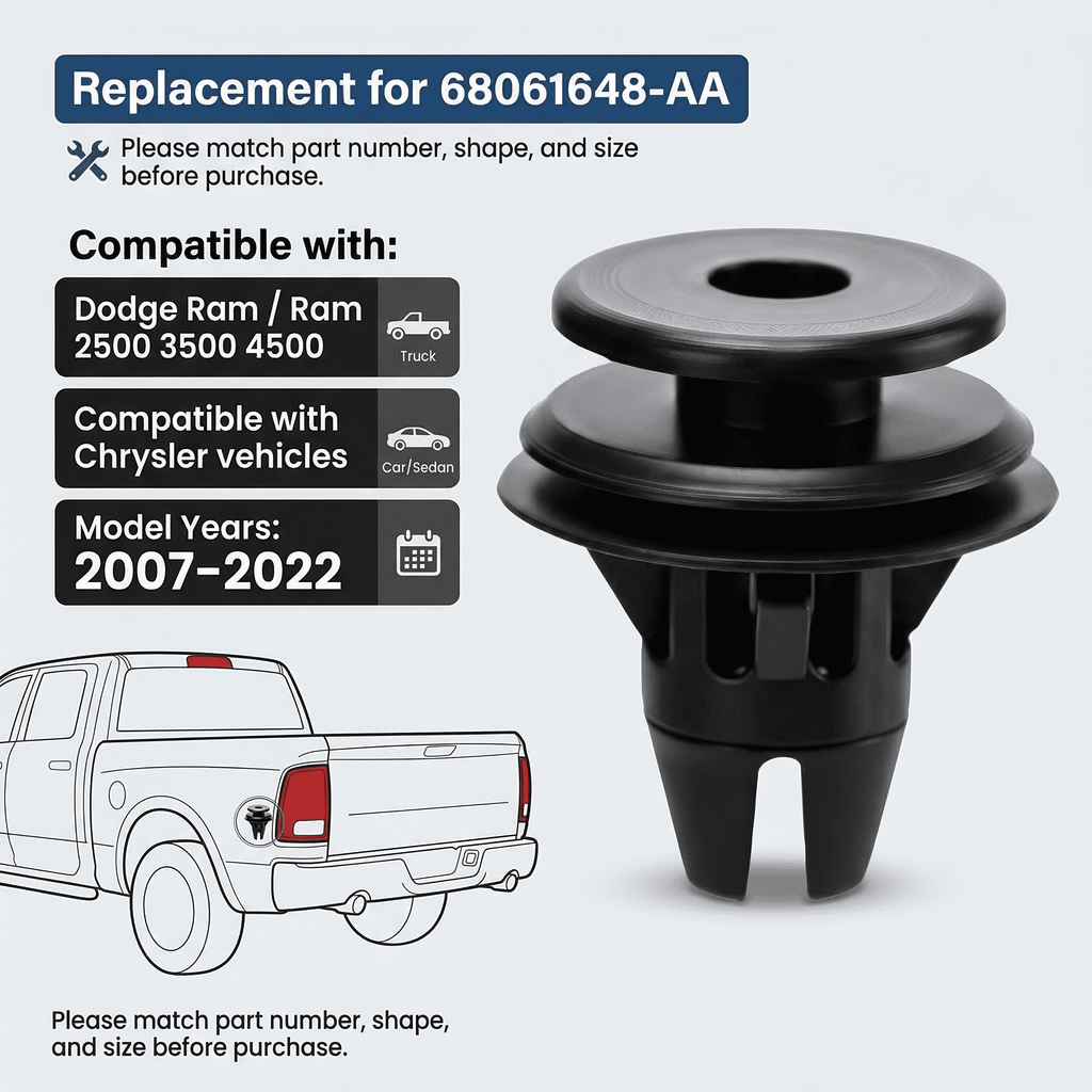GQCLNBH 30PCS Tail Light Retainer Clips, Replaces 68061648AA, Compatible with Ram 1500 2500 3500, Tail Lamp Mounting Clips, Black