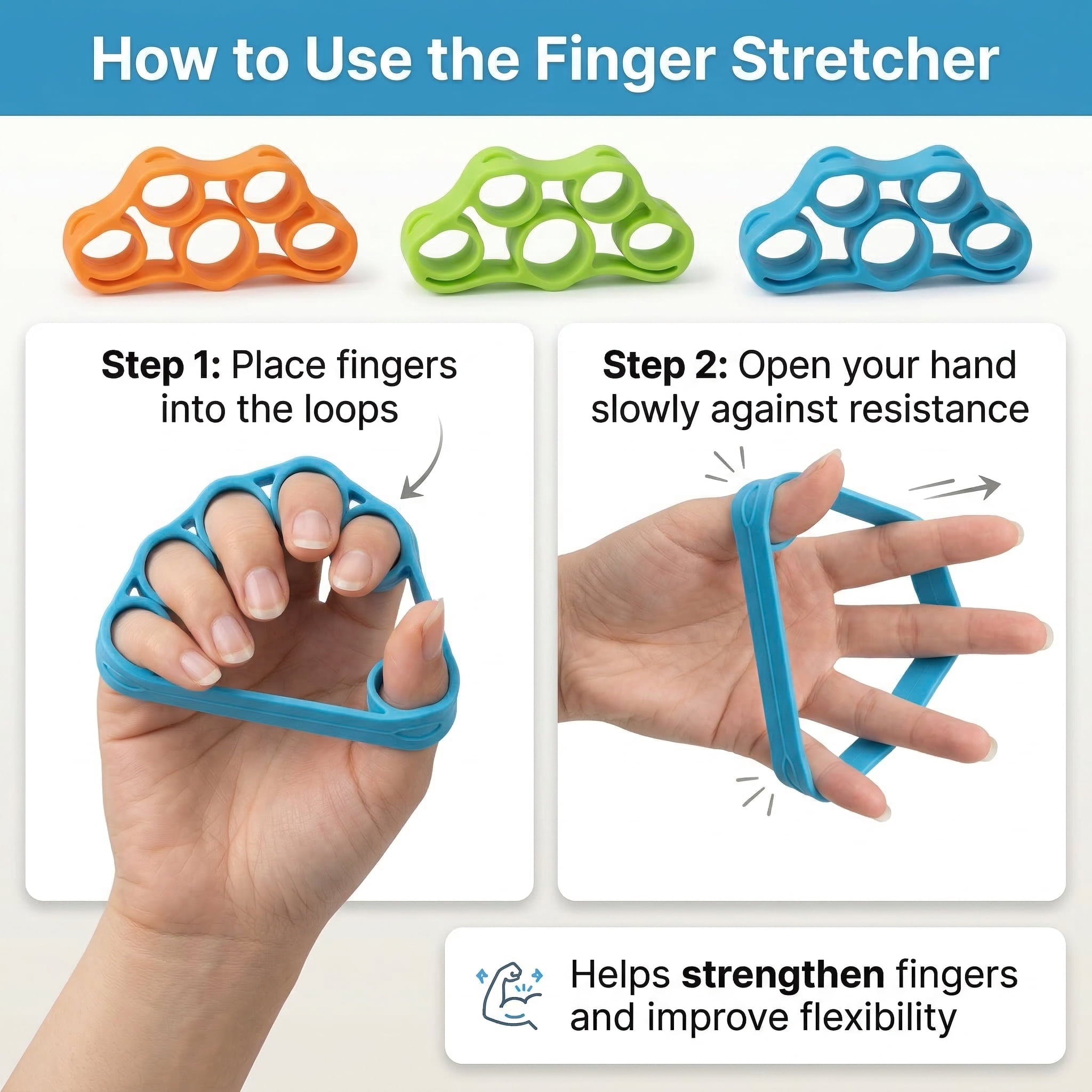 GQCLNBH 9-Piece Hand Grip Strengthener Kit, Silicone Grip Rings, Stress Balls & Finger Stretchers, 3 Resistance Levels