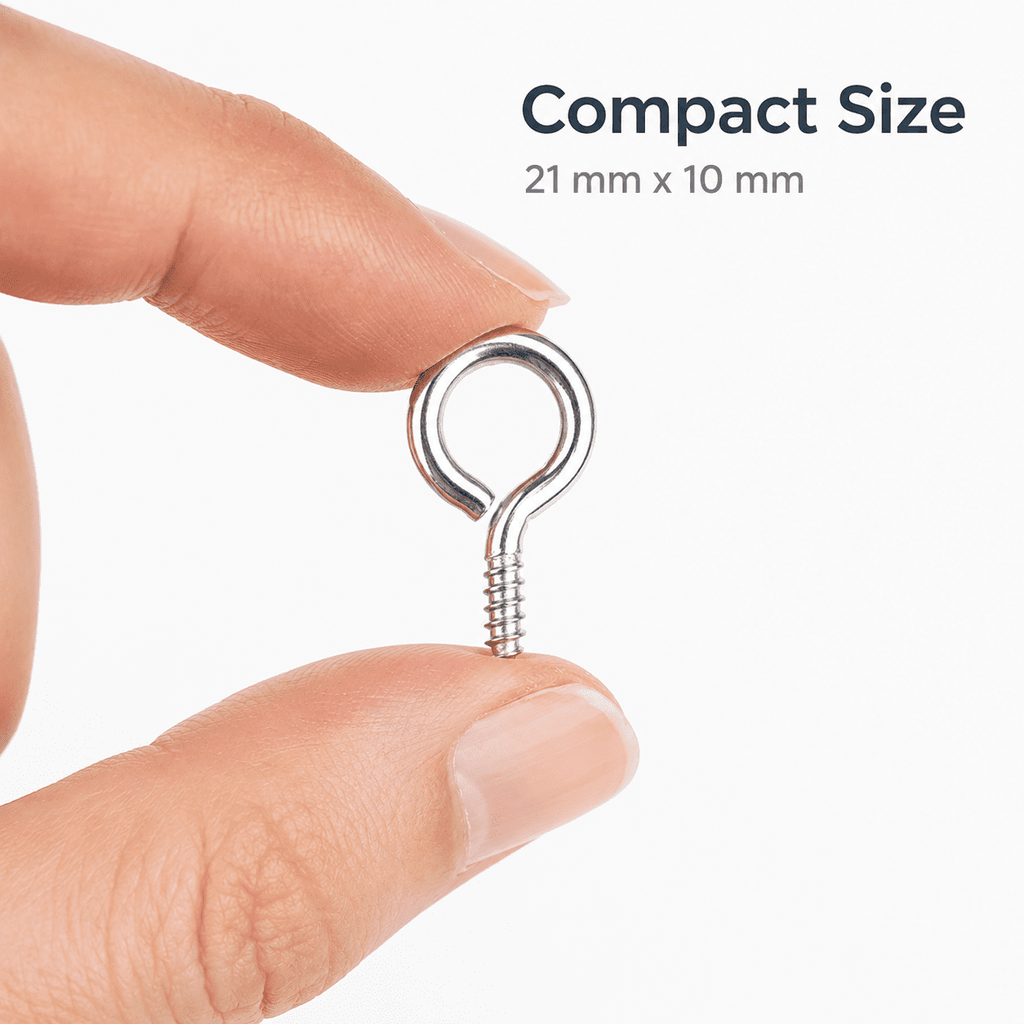GQCLNBH 100Pcs Stainless Steel Open Eye Screws for Wood, 21 x 10 mm Small Eyelet Screw Hooks, Silver Screw Eyes for DIY Crafts