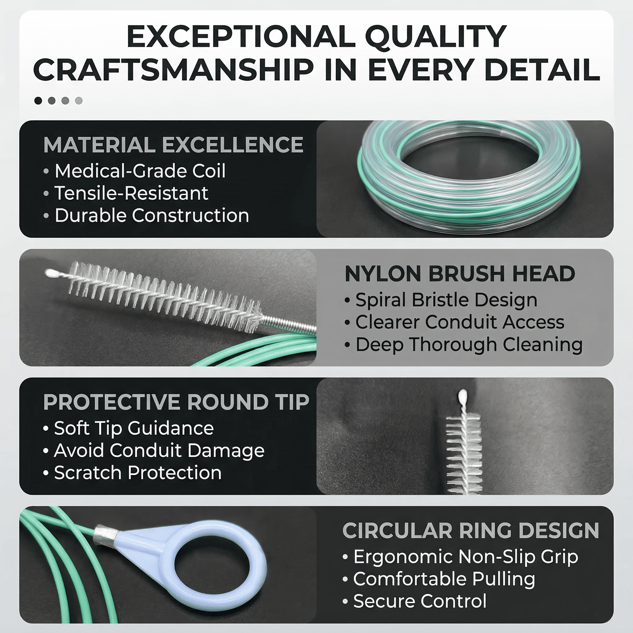 GQCLNBH Drain Snake & Car Sunroof Drain Cleaner Set, 35.4 in 4-Claw Grabber + 78.7 in Flexible Brush for Sink, Shower & Auto Drain Tubes