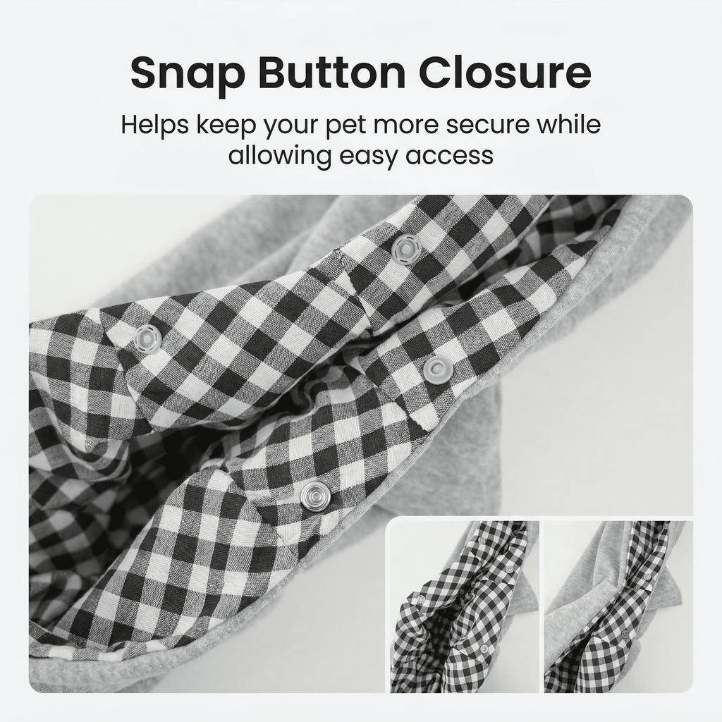 GQCLNBH Dog Sling Carrier for Small Dogs & Cats, Gray M, Hands-Free Pet Shoulder Carrier with Safety Hook, Storage Pocket & Snap Closure, Up to 16.5 lb