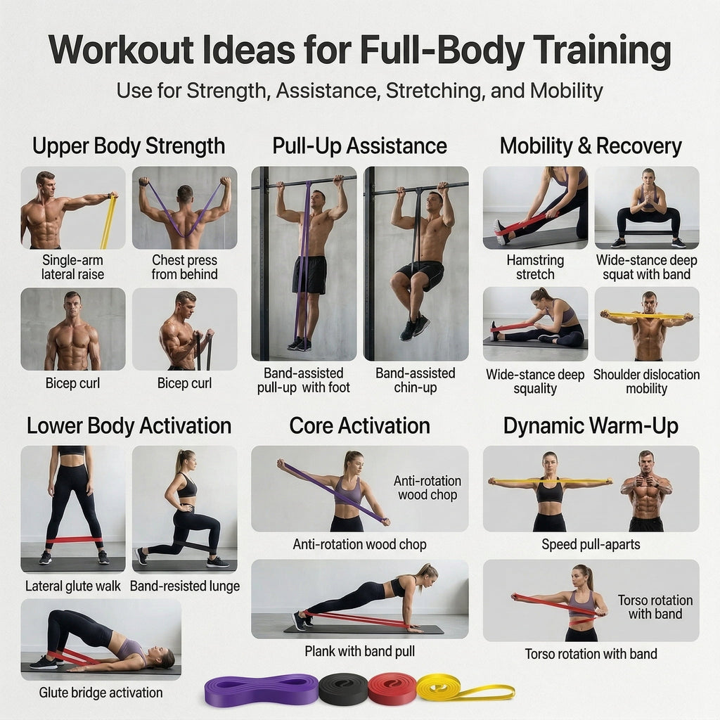 GQCLNBH Pull Up Assistance Bands Set, 4 Resistance Bands with Storage Bag, 5-85 lbs Workout Bands for Pull Ups, Stretching, Strength Training, Home Gym