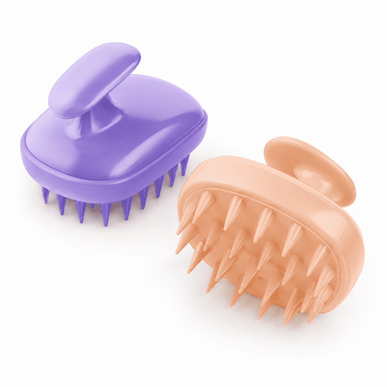 GQCLNBH 2 Pack Hair Scalp Massager Shampoo Brush, Soft Silicone Scalp Scrubber for Wet & Dry Shower Hair Care, Purple & Peach Pink
