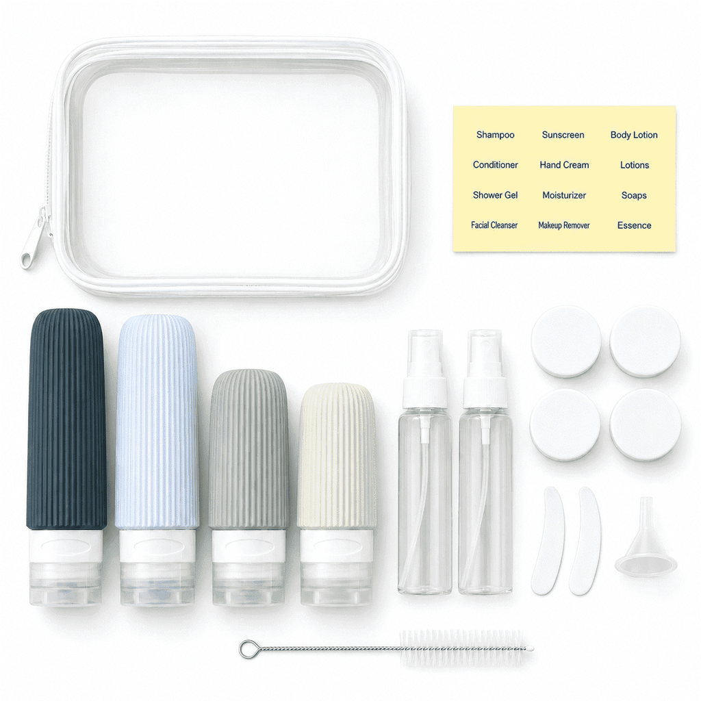 GQCLNBH 16 Pack Travel Bottles Set, 3 oz TSA-Friendly Leakproof Silicone Toiletry Containers with Clear Bag, Jars & Spray Bottles