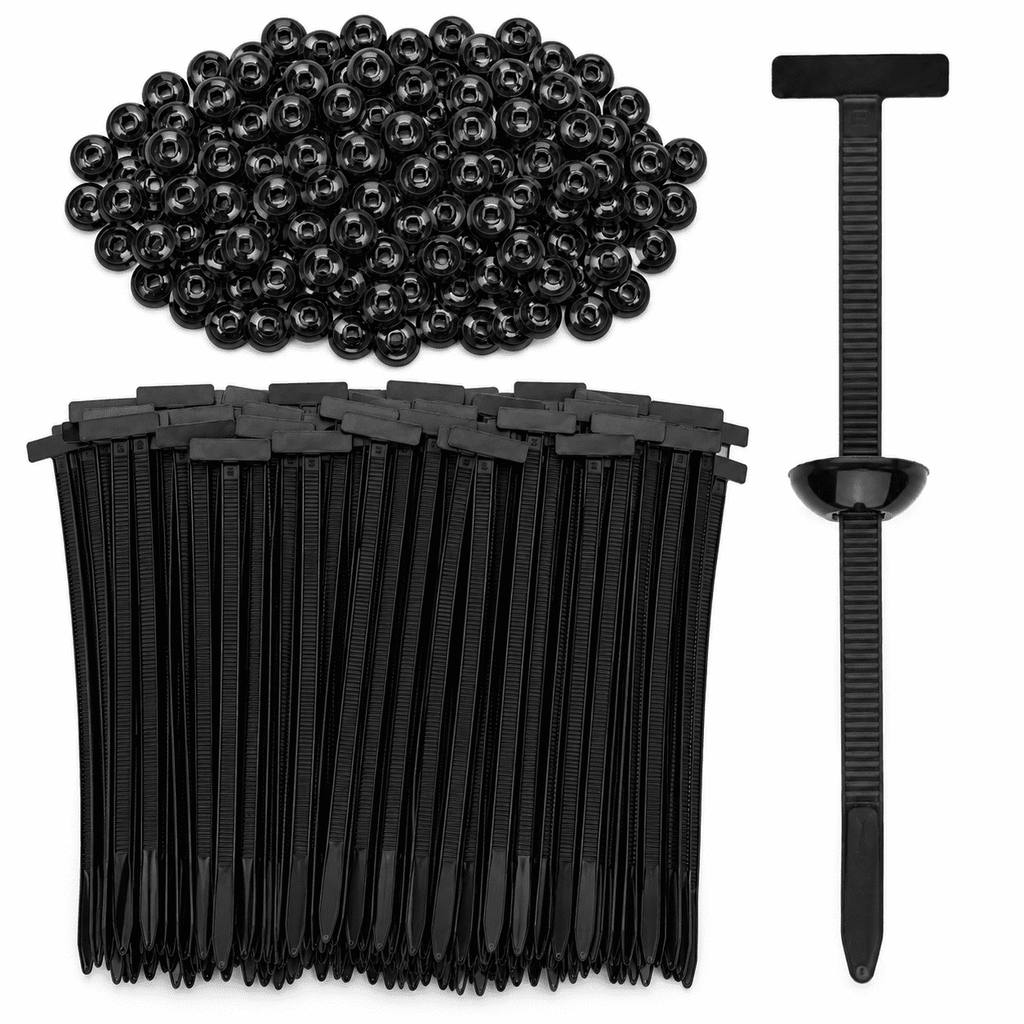 GQCLNBH 200 Pcs Nylon Universal Cable Tie Buckle, Self-Locking Automotive Zip Tie Fasteners for Fender Liners, Trim Panels, Engine Covers, Black