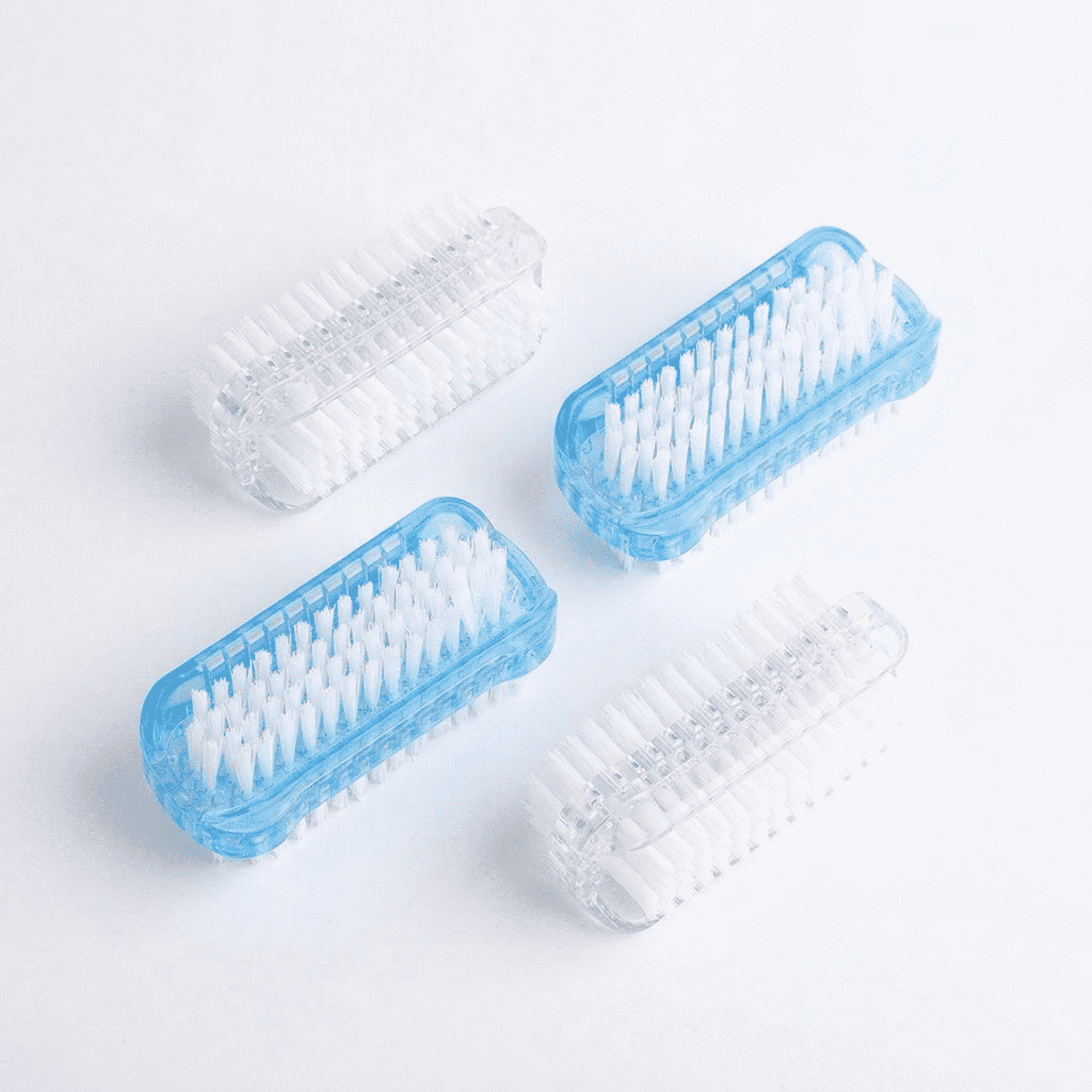 GQCLNBH 4 Pack Dual-Sided Nail Brush, Hand and Fingernail Cleaning Brushes, Easy-Grip Plastic Brush Set, 2 Blue + 2 Clear