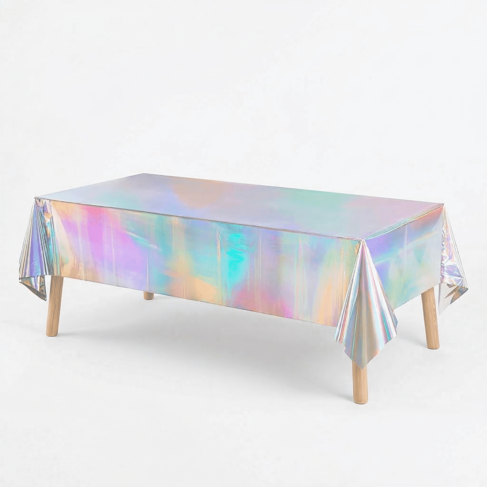 GQCLNBH 4 Pack Iridescent Rectangle Table Covers, 2 x 54 x 108 in and 2 x 54 x 72 in, Holographic Plastic Party Tablecloth Set for Parties, Dessert Tables and Event Decor