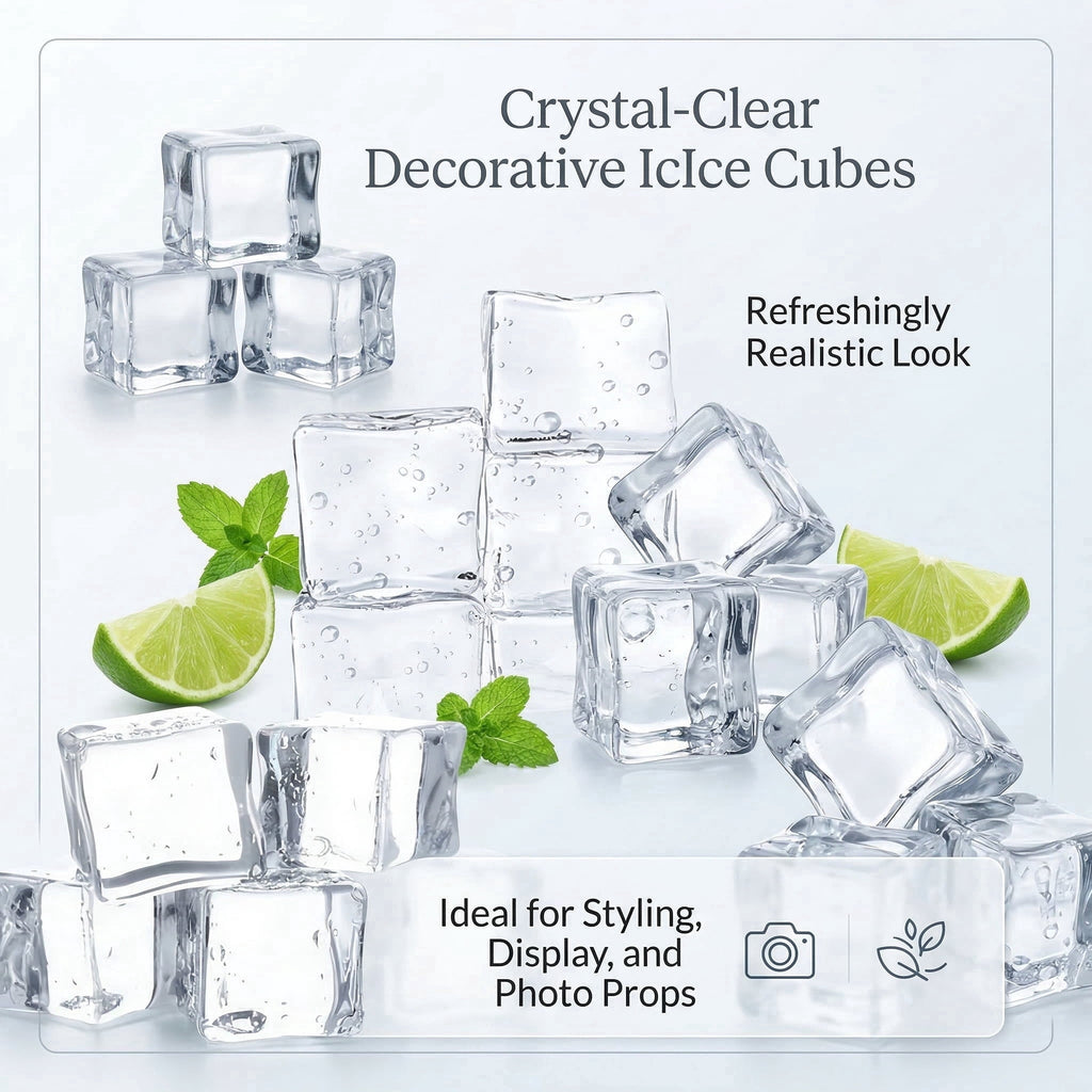 GQCLNBH 50PCS Clear Decorative Cubes, 0.8 in Square Fake Ice Props for Photography, Vase Fillers, Table Decor and Event Styling