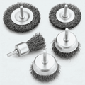 GQCLNBH 5PCS Wire Brush for Drill Set, 1/4 Inch Shank Wheel & Cup Brush Kit, Crimped Carbon Steel for Rust Removal, Paint Stripping
