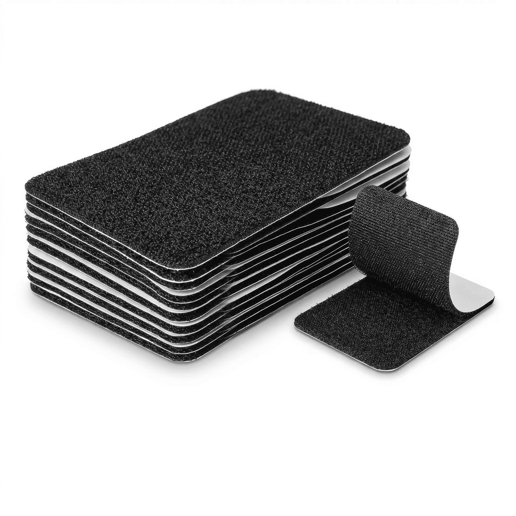 GQCLNBH 6 Sets 4 x 6 Inch Self Adhesive Hook and Loop Strips, Black Reusable Fastener Pads for Sofa Cushions, Mats and Wall Decor