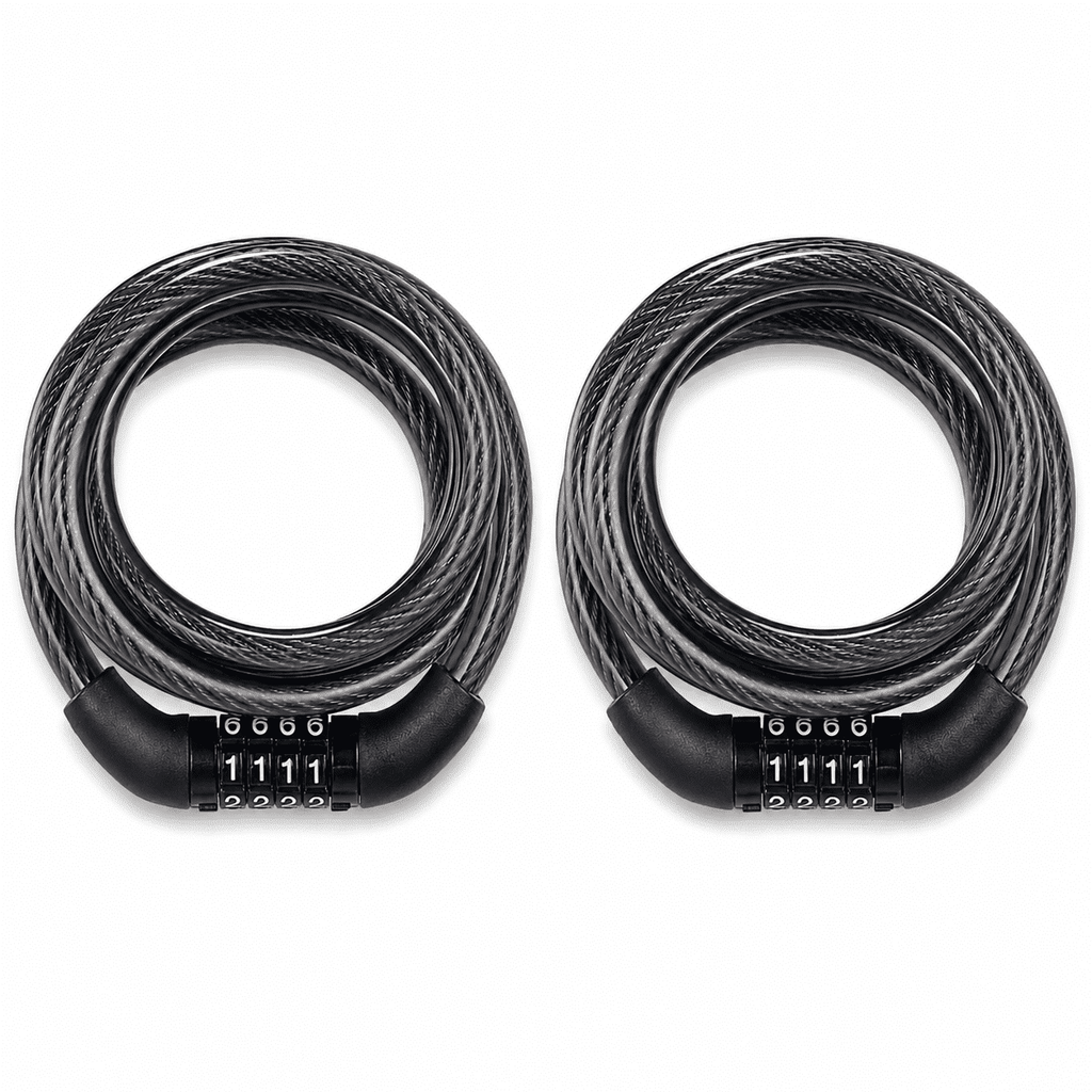 GQCLNBH Bike Locks with Combination, 2 Pack 4 ft Coiled Bicycle Cable Locks, 4-Digit Keyless Steel Cable Lock for Bikes, Scooters