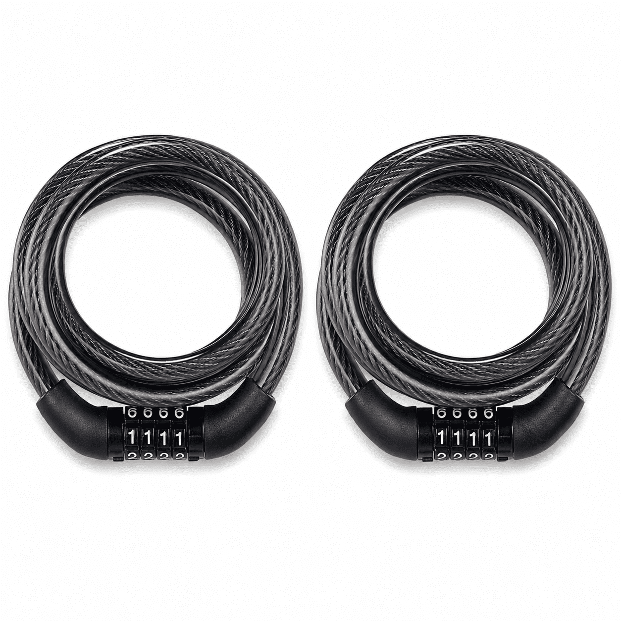 GQCLNBH Bike Locks with Combination, 2 Pack 4 ft Coiled Bicycle Cable Locks, 4-Digit Keyless Steel Cable Lock for Bikes, Scooters