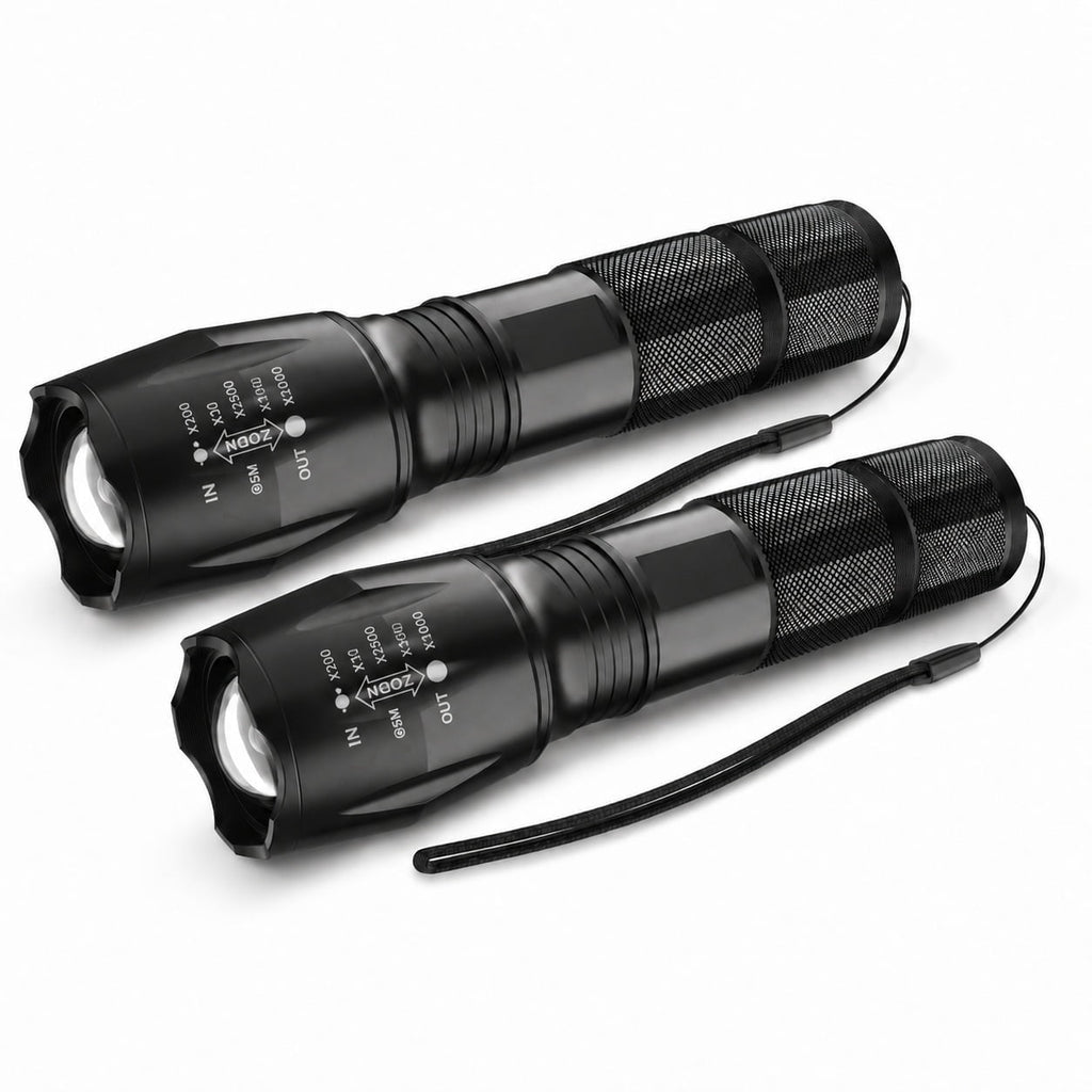 GQCLNBH LED Flashlights 2 Pack, Compact Handheld Flashlights, 5 Modes, Zoomable Beam, IP65 Water Resistant Aluminum Lights for Camping, Home