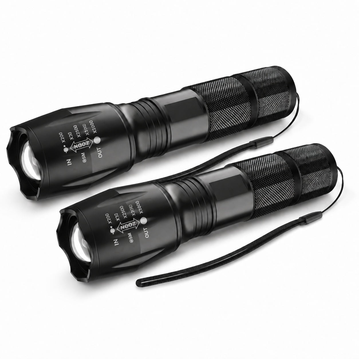GQCLNBH LED Flashlights 2 Pack, Compact Handheld Flashlights, 5 Modes, Zoomable Beam, IP65 Water Resistant Aluminum Lights for Camping, Home