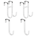 GQCLNBH Over The Door Hooks, 4 Pack Door Hangers with 2 Dual Hooks and 2 Single Hooks, Rubber Coated Metal, Fits 1.2-1.4 in Doors, White