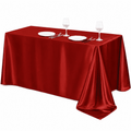 GQCLNBH Red Satin Tablecloth 60 x 84 Inch, Rectangular Polyester Table Cloth for Wedding, Party, Banquet, Dining, 1 Pack