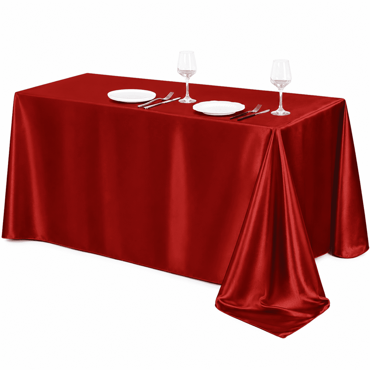 GQCLNBH Red Satin Tablecloth 60 x 84 Inch, Rectangular Polyester Table Cloth for Wedding, Party, Banquet, Dining, 1 Pack