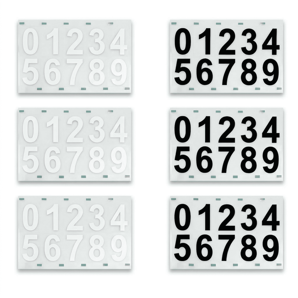 GQCLNBH Reflective Mailbox Numbers for Outside, 3 Inch Self Adhesive House Address Stickers, 6 Sheets White and Black, 0-9 for Mailbox, Door, Bin