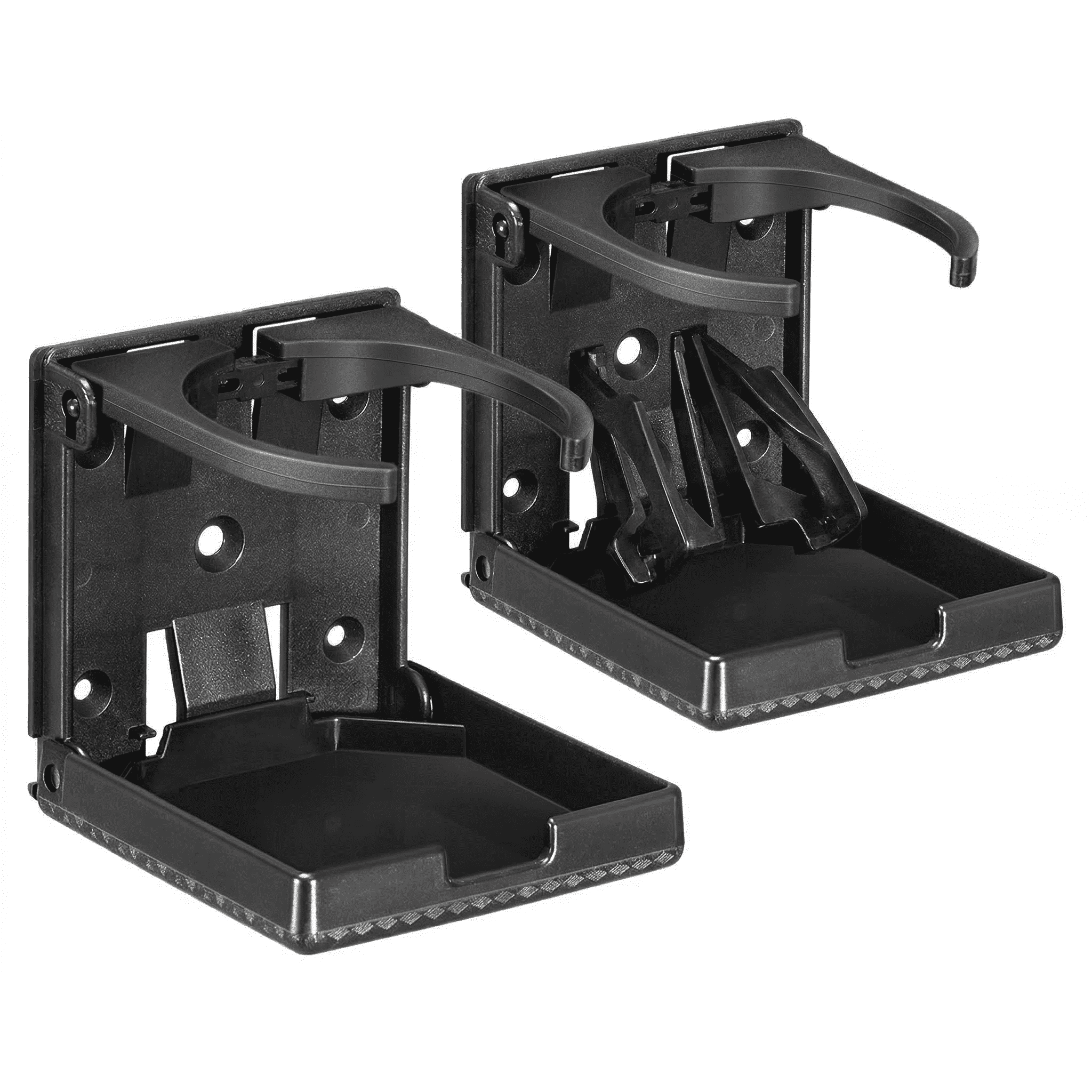 GQCLNBH Wall Mount Folding Cup Holder, 2 Pack Adjustable Foldable Drink Holder for Boat Car RV Truck, Fits Cups Bottles up to 3.94 In, Black