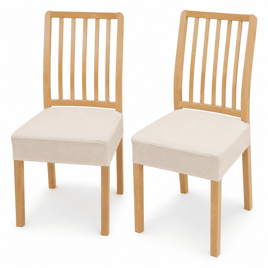 GQCLNBH Waterproof Dining Chair Seat Covers Set of 2, Stretch Jacquard Kitchen Chair Cushion Slipcovers, Beige, Fits 16-19 in