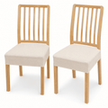 GQCLNBH Waterproof Dining Chair Seat Covers Set of 2, Stretch Jacquard Kitchen Chair Cushion Slipcovers, Beige, Fits 16-19 in