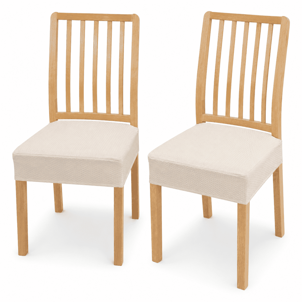 GQCLNBH Waterproof Dining Chair Seat Covers Set of 2, Stretch Jacquard Kitchen Chair Cushion Slipcovers, Beige, Fits 16-19 in
