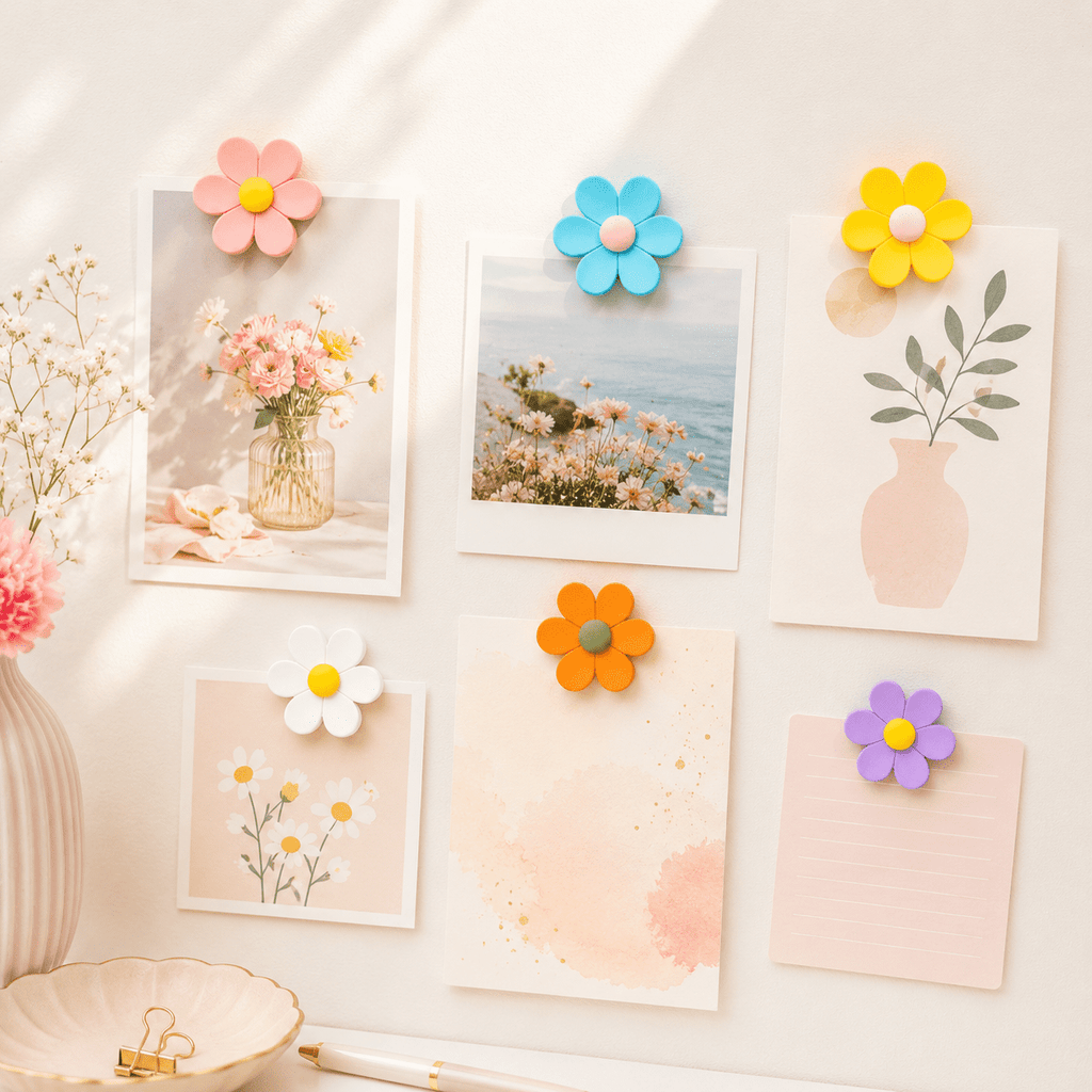 GQCLNBH 12 Pcs Flower Fridge Magnets, Cute 3D Colorful Refrigerator Magnets for Locker, Whiteboard, Kitchen & Office, 1.3 In