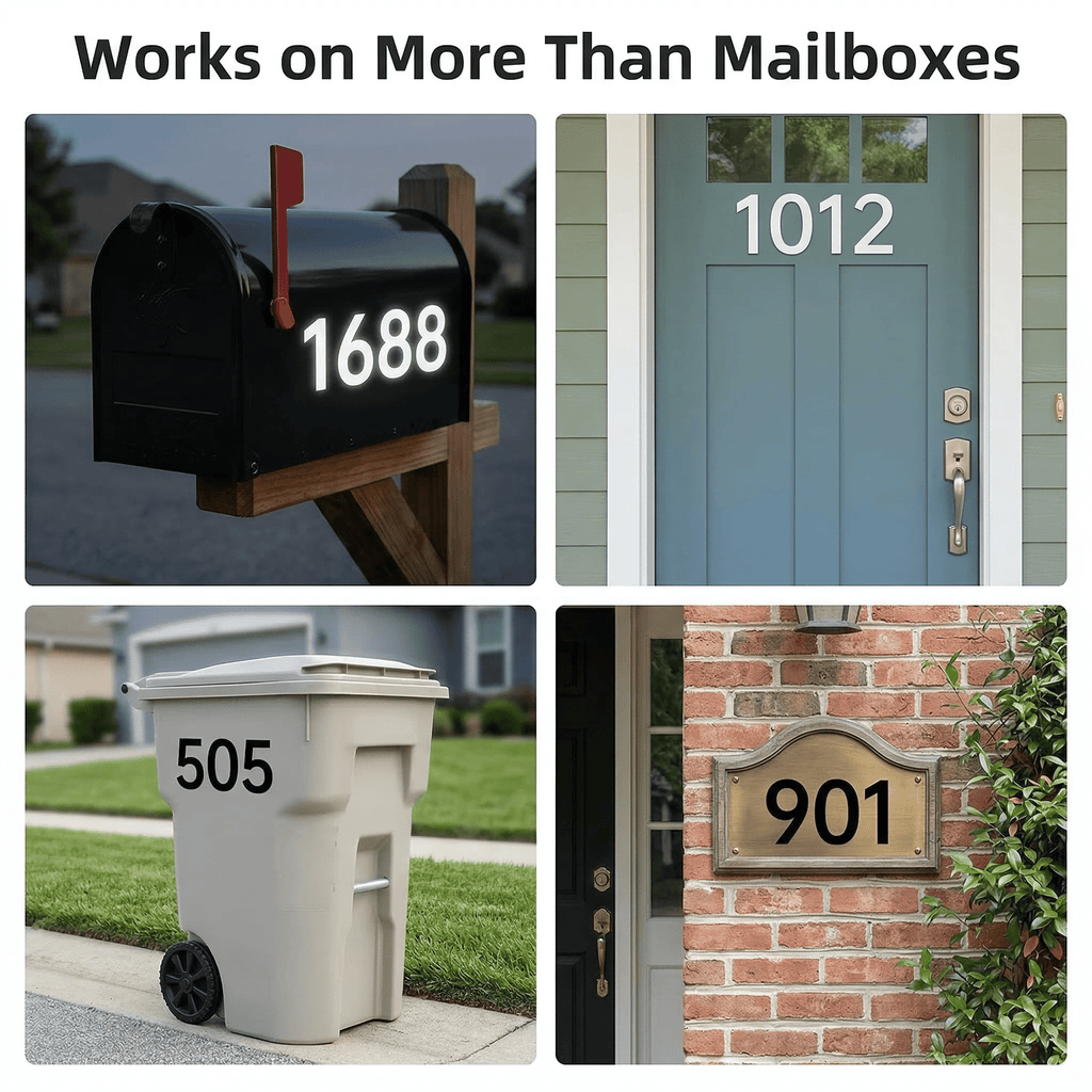 GQCLNBH Reflective Mailbox Numbers for Outside, 3 Inch Self Adhesive House Address Stickers, 6 Sheets White and Black, 0-9 for Mailbox, Door, Bin