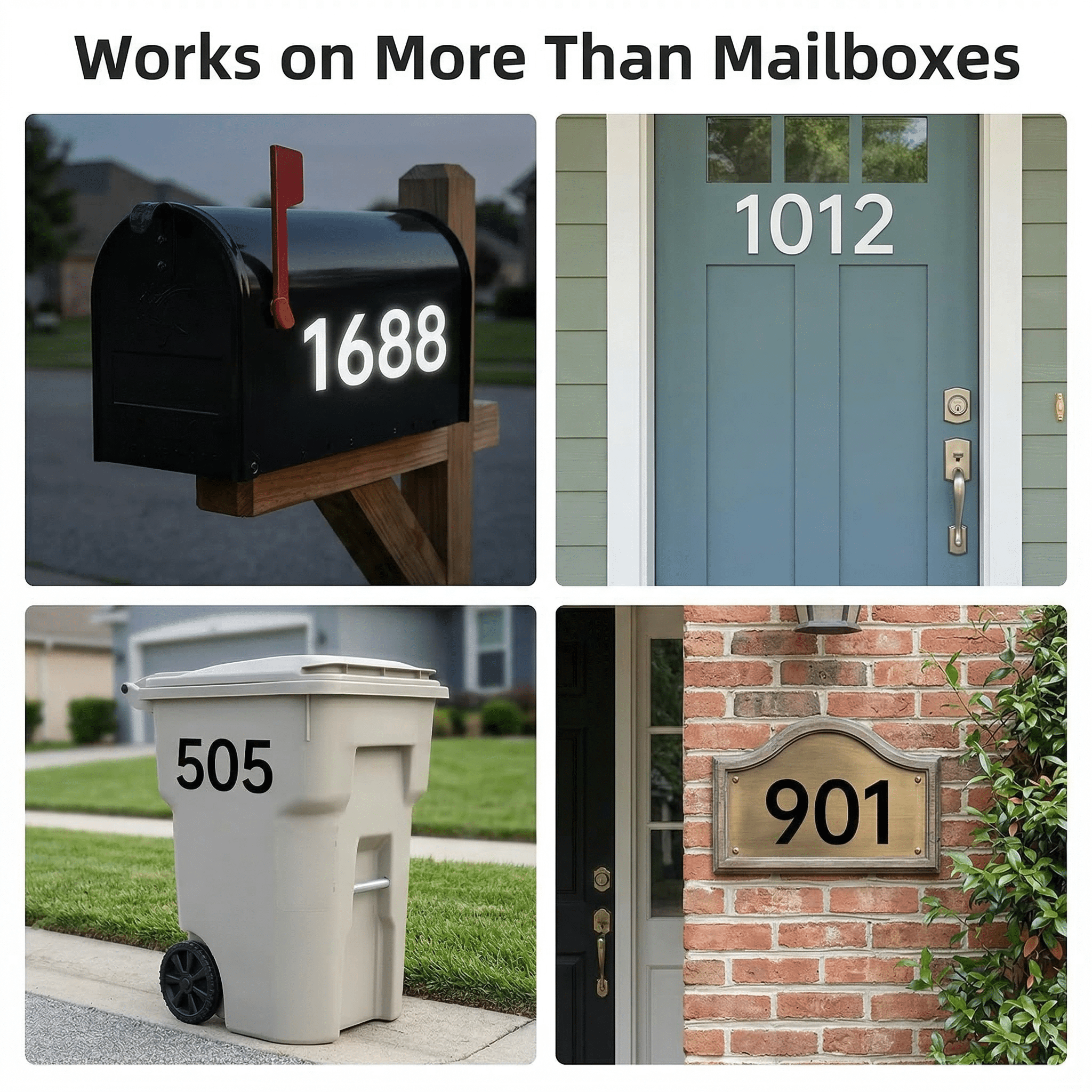 GQCLNBH Reflective Mailbox Numbers for Outside, 3 Inch Self Adhesive House Address Stickers, 6 Sheets White and Black, 0-9 for Mailbox, Door, Bin