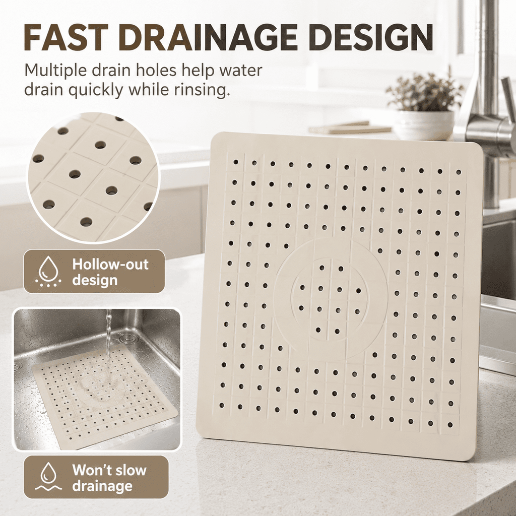 GQCLNBH Kitchen Sink Mats 2 Pack, 12.2 x 10.24 in Rubber Sink Protector Mats, Fast Draining Sink Drain Pads for Kitchen Sink Bottom