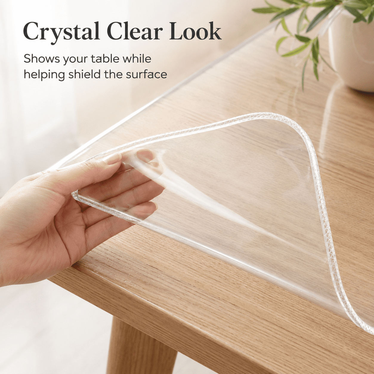 GQCLNBH Clear Plastic Tablecloth Protector, 54 x 72 in Waterproof Vinyl Table Cover, Wipeable Rectangle Table Protector, 1 Pack