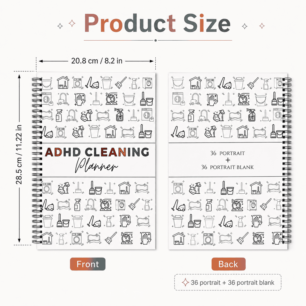 GQCLNBH ADHD Cleaning Planner for Adults, Daily Weekly Monthly Cleaning Schedule Checklist, Spiral Chore Chart Notebook for Home Organization
