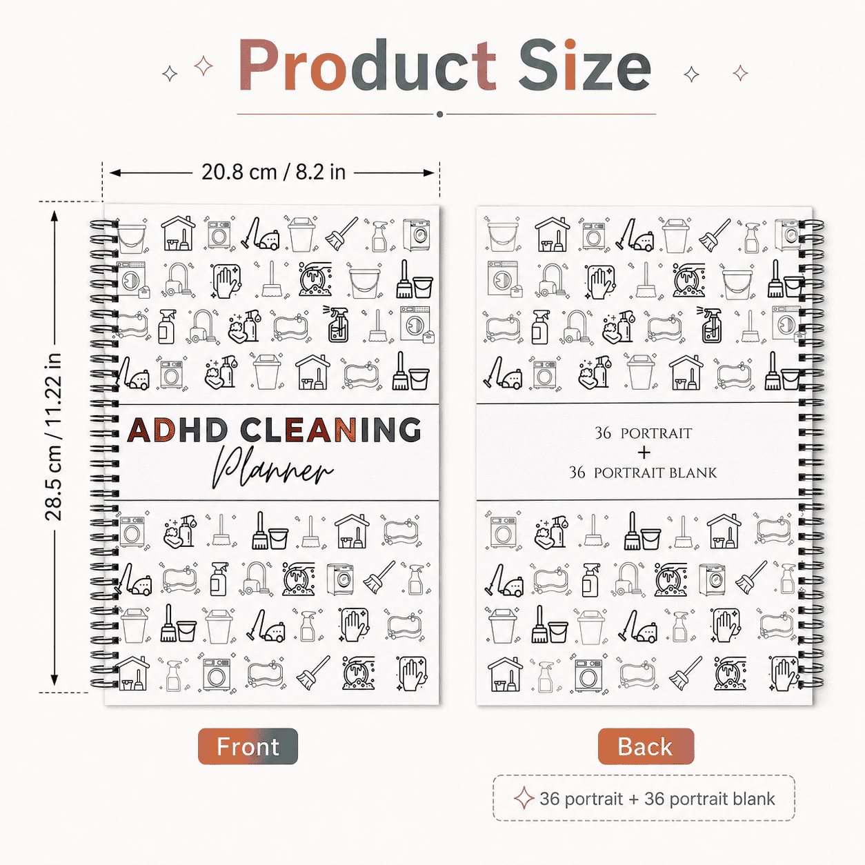 GQCLNBH ADHD Cleaning Planner for Adults, Daily Weekly Monthly Cleaning Schedule Checklist, Spiral Chore Chart Notebook for Home Organization