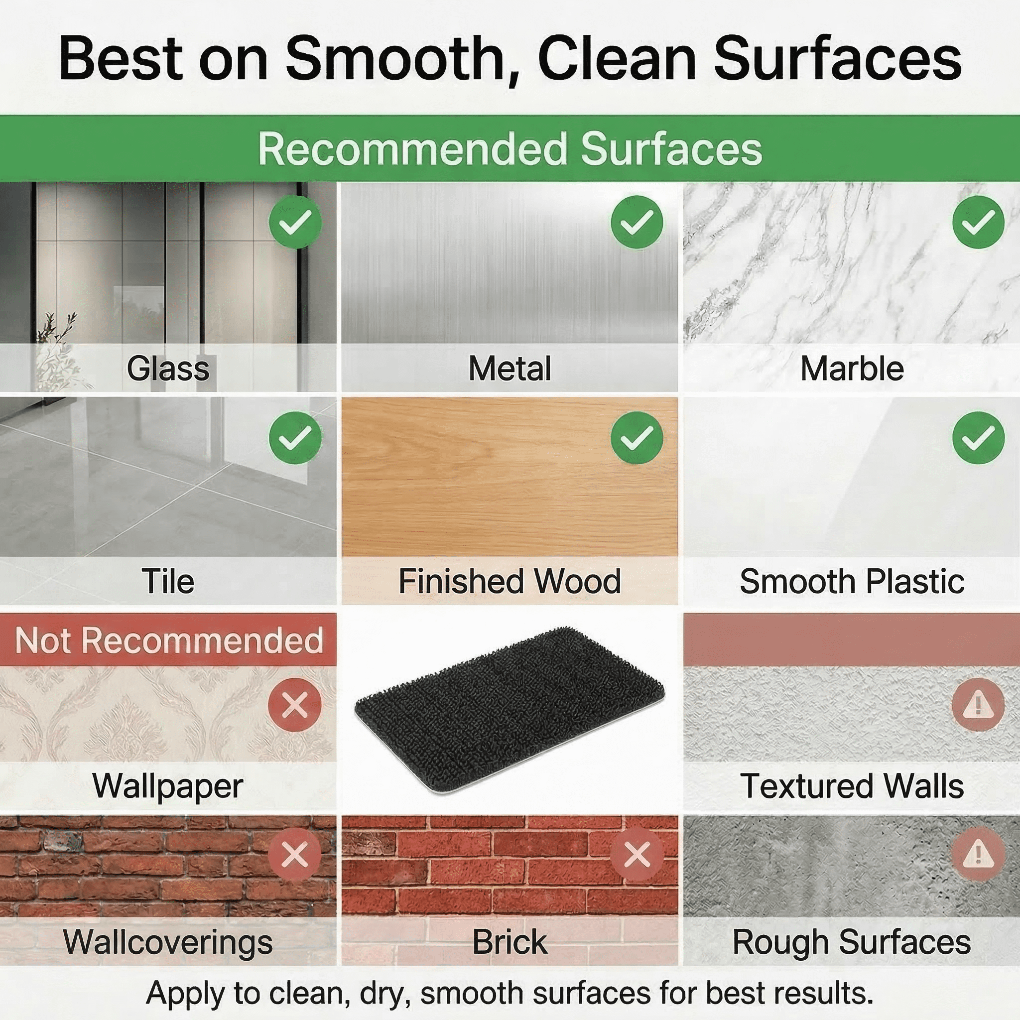 GQCLNBH 6 Sets 4 x 6 Inch Self Adhesive Hook and Loop Strips, Black Reusable Fastener Pads for Sofa Cushions, Mats and Wall Decor